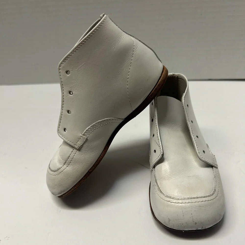 Vintage Buster‎ Brown Baby Shoes Size 5 White Leather High Top Lace up